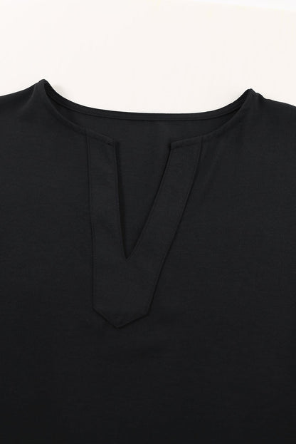 Lässige V-Ausschnitt Kurzarm Chiffon-Bluse