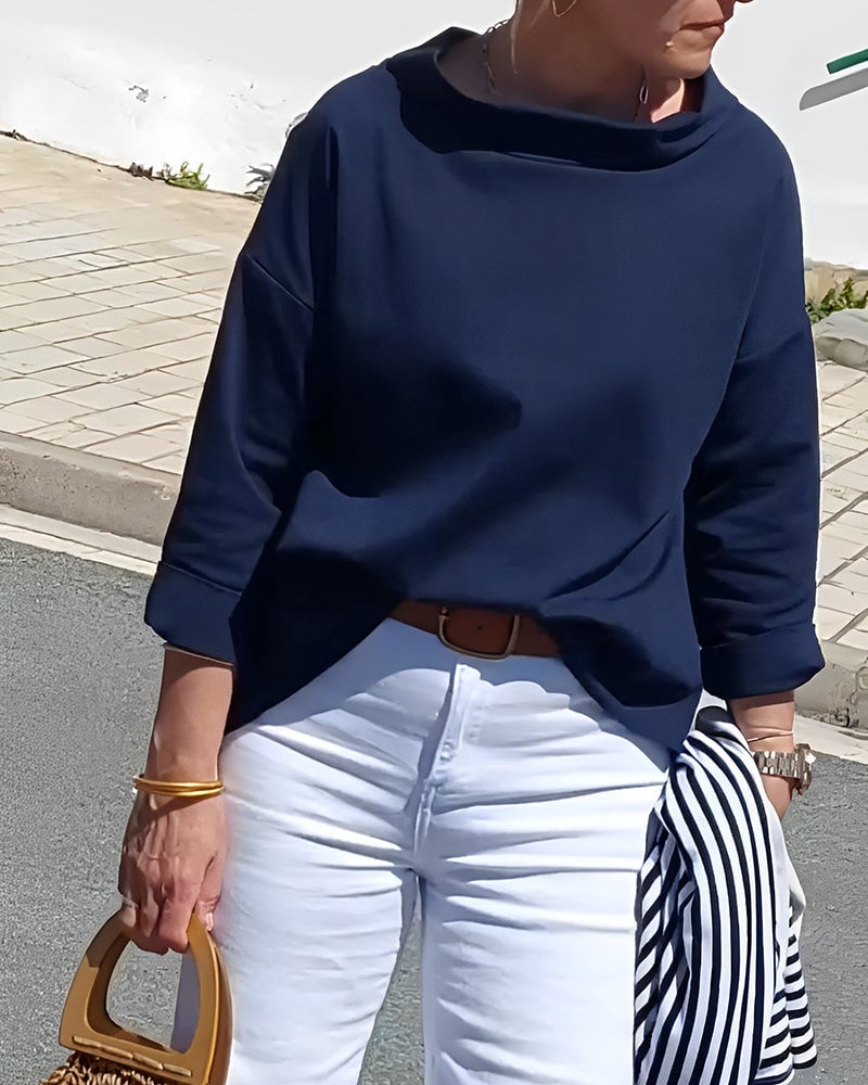 Emily Lässiges Oberteil mit breitem Revers und halben Turtleneck