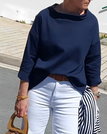 Emily Lässiges Oberteil mit breitem Revers und halben Turtleneck