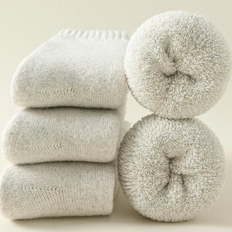 3 paires de chaussettes d'hiver en cachemire et mélange de mérinoma avec boucle Terry