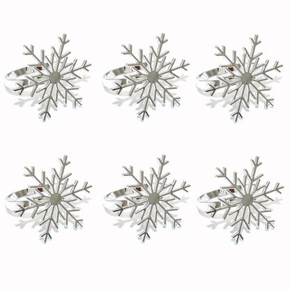 6 Set Silver & Gold Snowflakes Rings de serviette