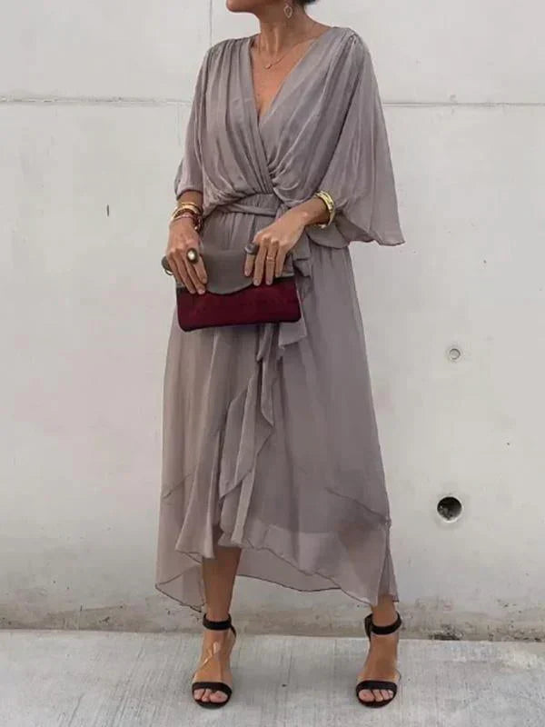 Sofie | Kleid aus Seidenmousseline mit V-Ausschnitt