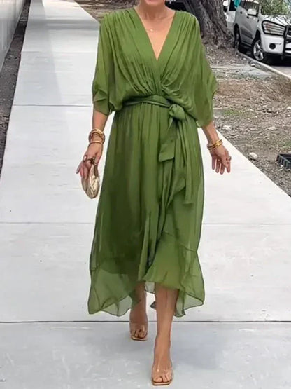 Sofie | Kleid aus Seidenmousseline mit V-Ausschnitt