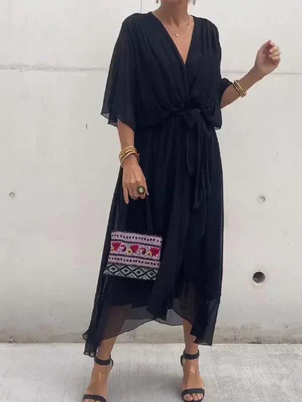 Sofie | Kleid aus Seidenmousseline mit V-Ausschnitt