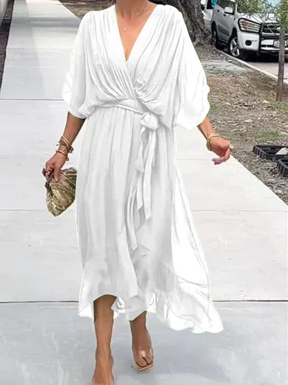 Sofie | Kleid aus Seidenmousseline mit V-Ausschnitt