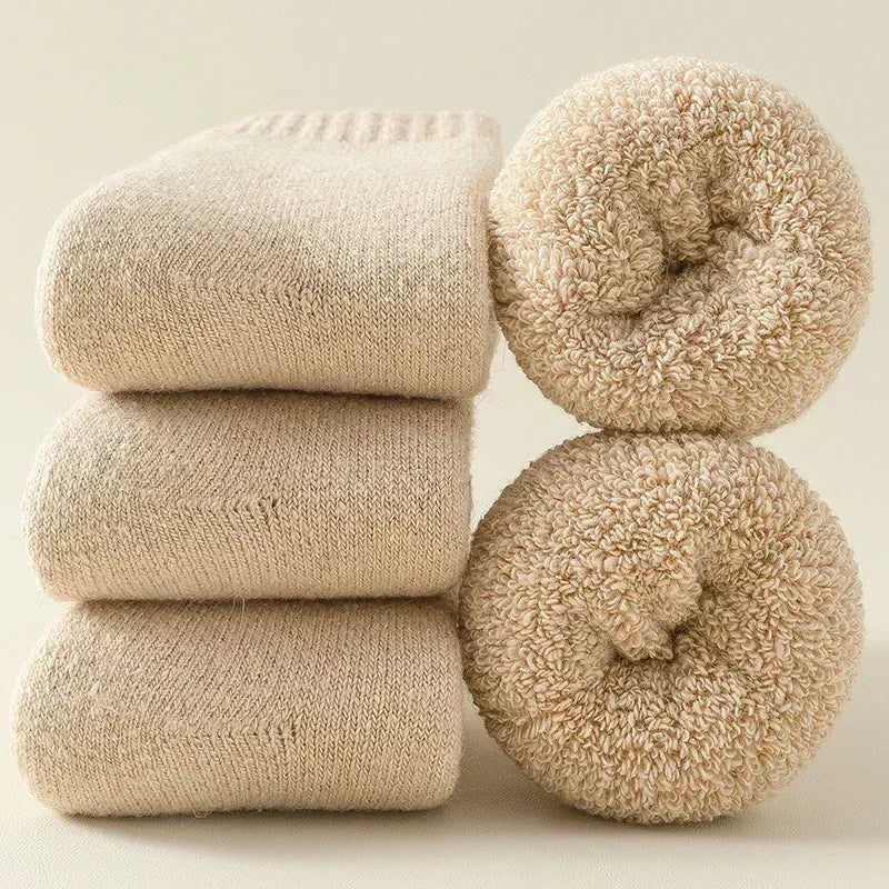 3 paires de chaussettes d'hiver en cachemire et mélange de mérinoma avec boucle Terry