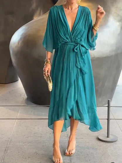 Sofie | Kleid aus Seidenmousseline mit V-Ausschnitt