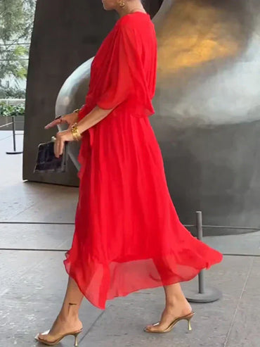 Sofie | Kleid aus Seidenmousseline mit V-Ausschnitt