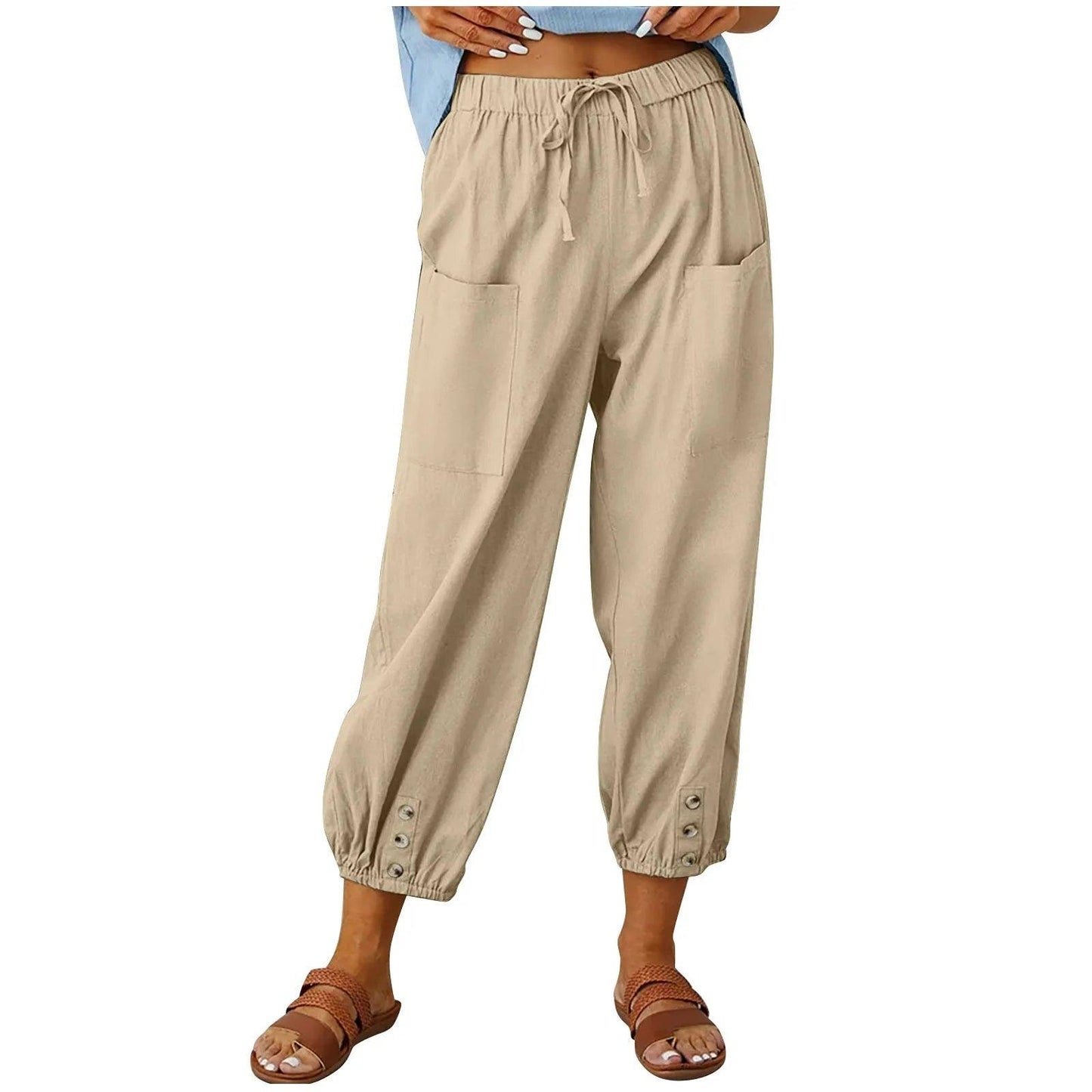 Neue Damen Sommer Baumwoll-Leinen Hose Neun-Minuten-Hose