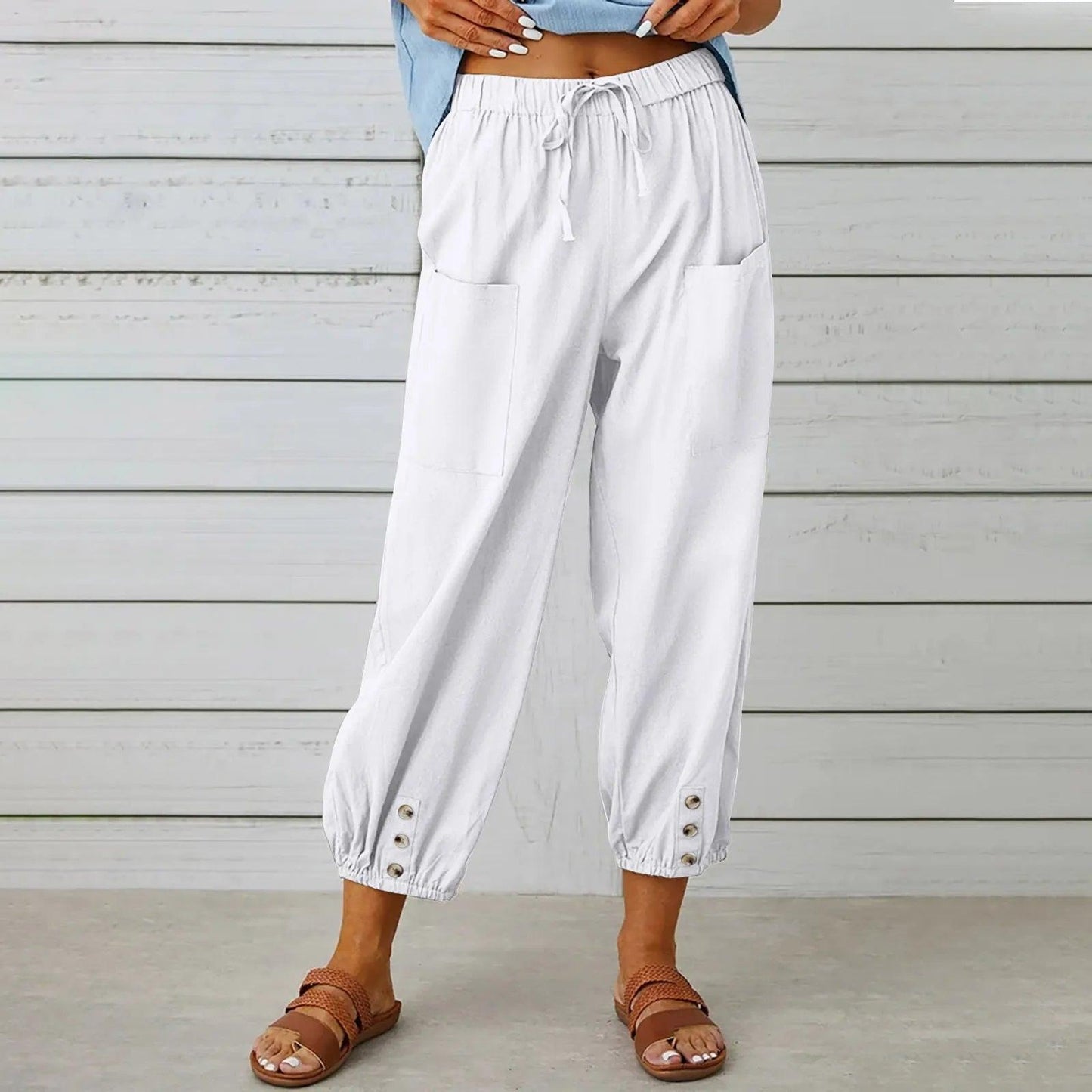 Neue Damen Sommer Baumwoll-Leinen Hose Neun-Minuten-Hose