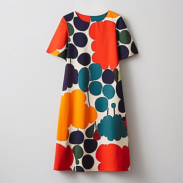 Charmante robe midi multi-colorante