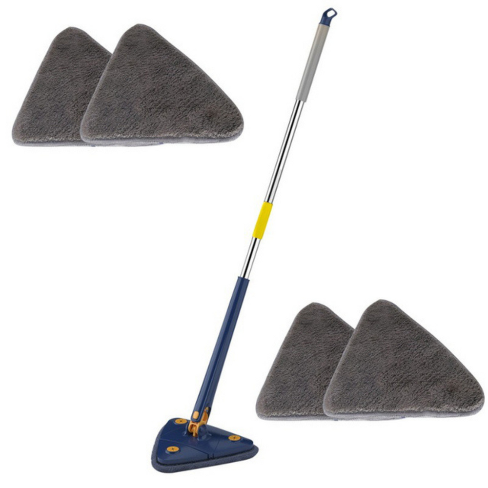 "Blaues Verstellbarer 360° Mopp mit 4 verschidenen Mikrofasertücher"
