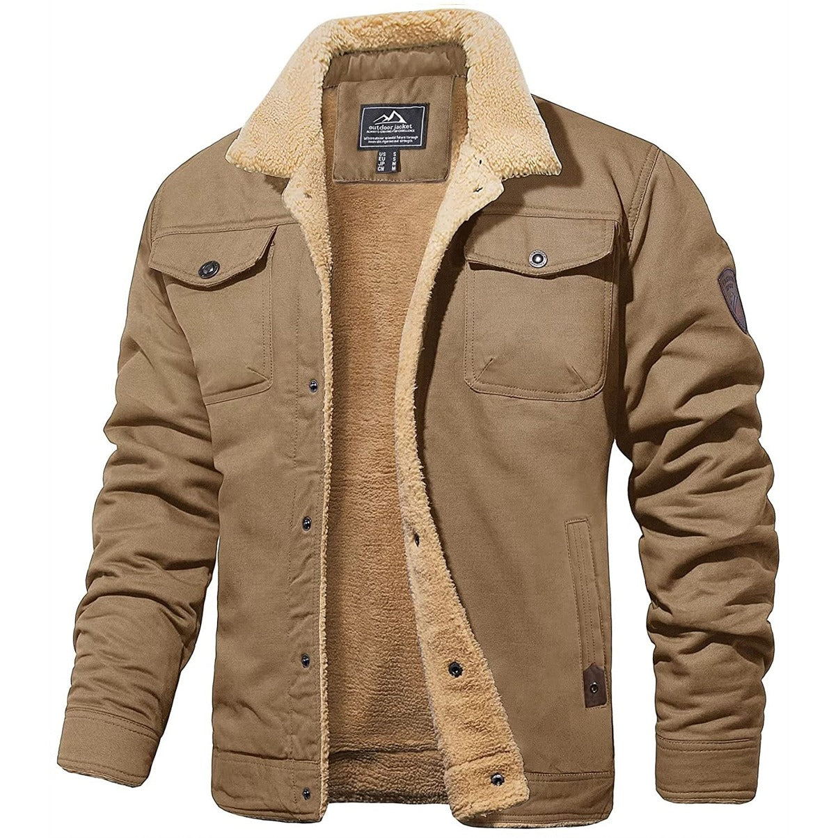 Veste de bombardier avec une alimentation en peluche pour les hommes