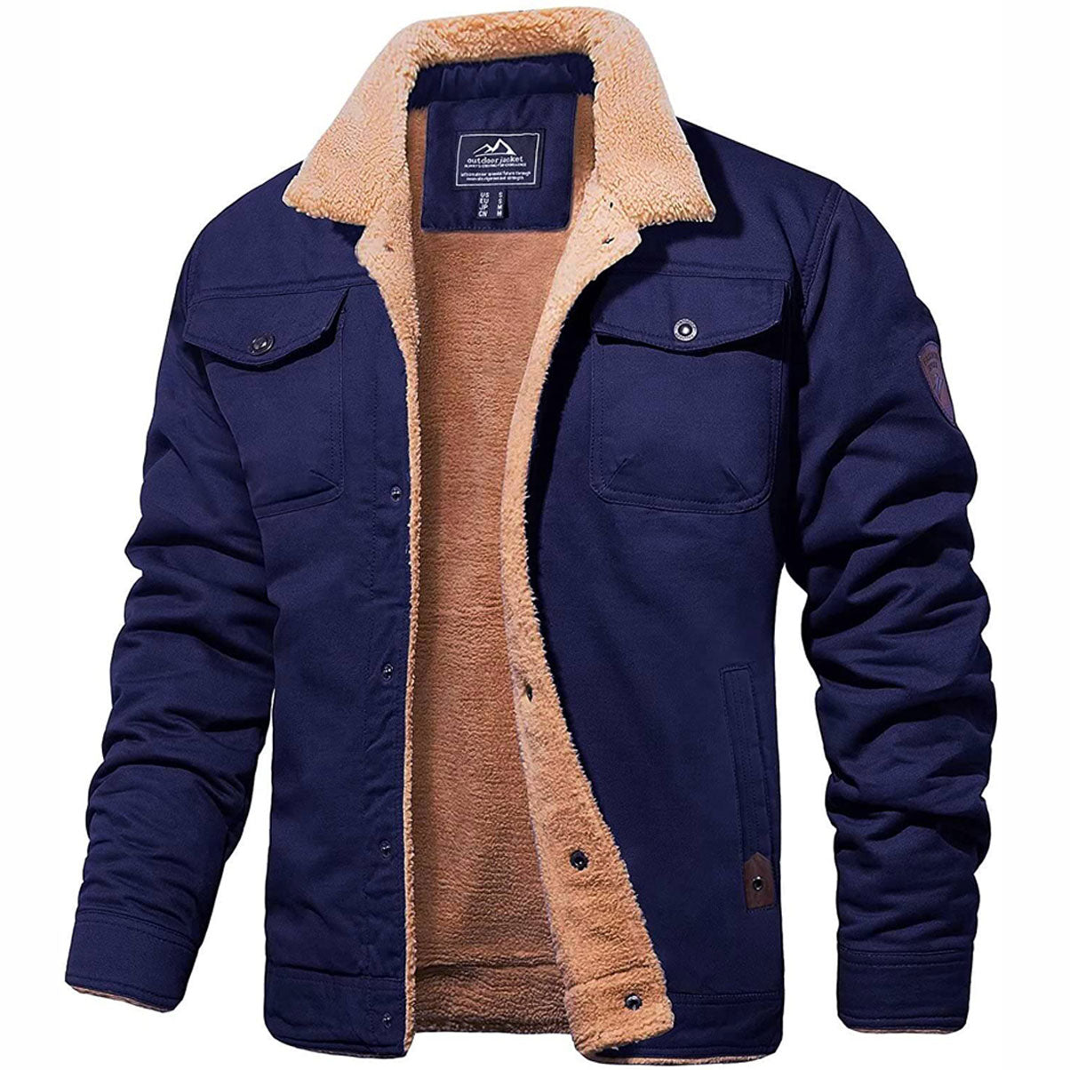 Veste de bombardier avec une alimentation en peluche pour les hommes